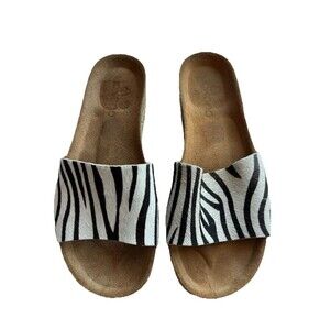 Yokono Zebra Cork & Rope Platform Slide Mule Sandals Women SZ  7.5 Made In Spain